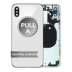 Stock up on the Back Housing Frame with small components pre-installed for iPhone X, Silver, OEM Pull A Grade.
