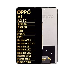 LCD Assembly without Frame for OPPO A1 (2023) / A2 5G / A58 4G / A79 5G / A98 / K11X / F23 / Realme C55 / C67 5G / 11 / 11X / V50 / V50S / Narzo N55 / Narzo 60X (Premium)
