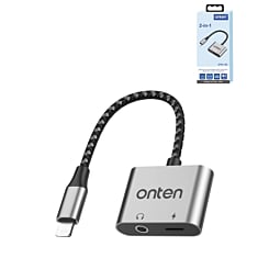 Onten 2in1 USB L to AUX + Charging Converter (With Chip) (Only Ground Shipping)