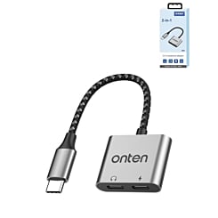 Onten 2in1 USB C to AUX + Charging Converter (With Chip) (Only Ground Shipping)