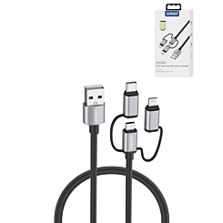 Onten 3in1 Aluminum USB A to C + M + L Charging Data Cable (3ft) (60W) (Only Ground Shipping)