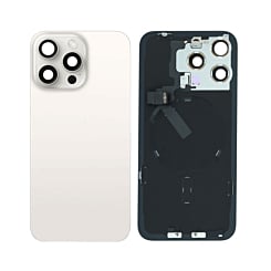 Buy the Back Glass in White Titanium, OEM Pull B Grade, with Frame, Wireless NFC Charging Flex, and MagSafe Magnet for iPhone 15 Pro Max.