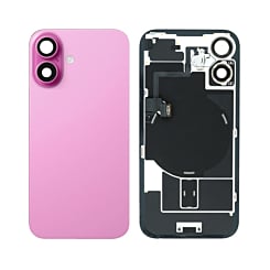Buy the back glass in pink OEM Pull A Grade with frame and wireless NFC charging flex and MagSafe magnet for iPhone 16.