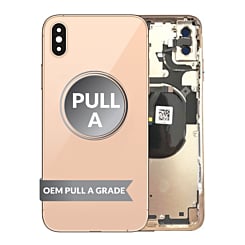 Buy the gold back housing frame with small components pre-installed for iPhone XS Max – OEM pull A grade.