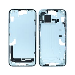 Order the middle frame with parts for iPhone 15 Plus — blue, international version, OEM pull A grade.