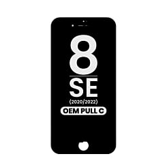 Buy the black LCD assembly with steel plate for iPhone 8, SE 2020, and SE 2022 – pull C grade.