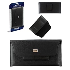 EVO 7.2" Horizontal Lychee Leather Pouch w/ Belt- BLACK (Only Ground Shipping)