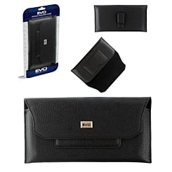 EVO 7.2" Horizontal Lychee Leather Pouch w/ Clip - BLACK (Only Ground Shipping)