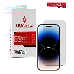 Shop the QUARTZ Matte Tempered Glass for iPhone 15 and 15 Pro, Pack of 10.
