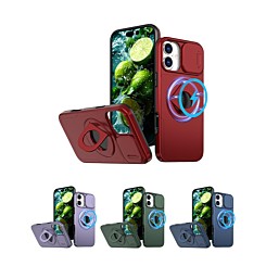Ring Stand Case & Camera Lens Sliding Cover for iPhone 16 Plus (Only Ground Shipping)