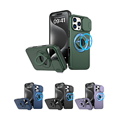 Ring Stand Case & Camera Lens Sliding Cover for iPhone 16 Pro (Only Ground Shipping)