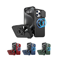 Ring Stand Case & Camera Lens Sliding Cover for iPhone 16 Pro Max (Only Ground Shipping)