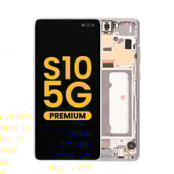 OLED Assembly with Frame for Galaxy S10 5G (G977) (CROWN SILVER) (Premium)
