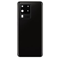 Back Glass with Camera Lens and Adhesive for Galaxy S20 Ultra (NO LOGO) (COSMIC BLACK)