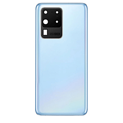 Back Glass with Camera Lens and Adhesive for Galaxy S20 Ultra (NO LOGO) (COSMIC BLUE)