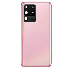 Back Glass with Camera Lens and Adhesive for Galaxy S20 Ultra (NO LOGO) (COSMIC PINK)
