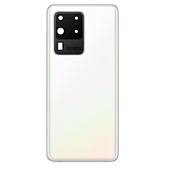 Back Glass with Camera Lens and Adhesive for Galaxy S20 Ultra (NO LOGO) (CLOUD WHITE)