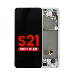 OLED Assembly with Frame for Galaxy S21 (G991) (PHANTOM WHITE) (Aftermarket OLED)