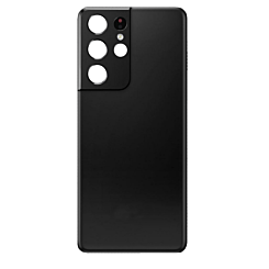Back Glass with Camera Lens and Adhesive for Galaxy S21 Ultra (NO LOGO) (PHANTOM BLACK)