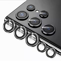 Metal Ring with HD Tempered Glass for Galaxy S23 Ultra (BLACK)