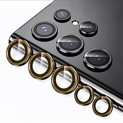 Metal Ring with HD Tempered Glass for Galaxy S23 Ultra (GOLD)