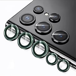 Metal Ring with HD Tempered Glass for Galaxy S23 Ultra (GREEN)