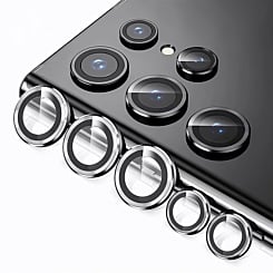 Metal Ring with HD Tempered Glass for Galaxy S22 Ultra (WHITE)