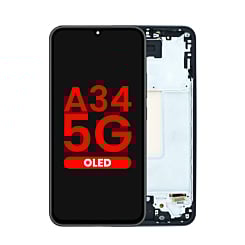 OLED Assembly with Frame for Galaxy A34 5G (A346 / 2023) (AWESOME GRAPHITE) (Aftermarket OLED)