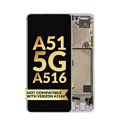 OLED Assembly with Frame for Galaxy A51 5G (A516 / 2020) (PRISM CUBE WHITE) (Non Verizon) (Premium)