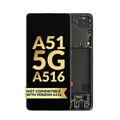 OLED Assembly with Frame for Galaxy A51 5G (A516 / 2020) (PRISM CUBE BLACK) (Non Verizon) (Service Pack)