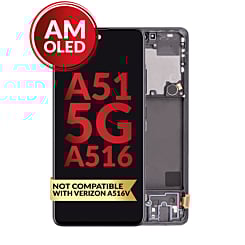 OLED Assembly with Frame for Galaxy A51 5G (A516 / 2020) (PRISM CUBE BLACK) (Non Verizon) (Aftermarket OLED)