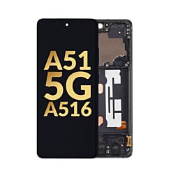 OLED Assembly with Frame for Galaxy A51 5G (A516 / 2020) (PRISM CUBE BLACK) (Verizon) (Service Pack)