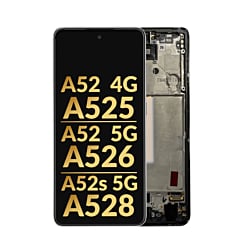 OLED Assembly with Frame for Galaxy A52 4G (A525 / 2021) / A52 5G (A526 / 2021) / A52s 5G (A528 / 2021) (AWESOME BLACK) (Service Pack)
