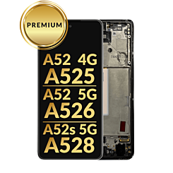 OLED Assembly with Frame (AWESOME BLACK) (Premium) for Galaxy A52 4G (A525 / 2021) / A52 5G (A526 / 2021) / A52s 5G (A528 / 2021)