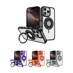 Skin Feel Transparent Case w/ Silicone Ring Holder for iPhone 16 Pro Max (Only Ground Shipping)