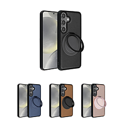 Slim Leather Case w/ Wireless Charging Kickstand for Galaxy S24FE (Only Ground Shipping)