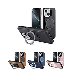 Slim Leather Case w/ Wireless Charging Kickstand for iPhone 15 (Only Ground Shipping)