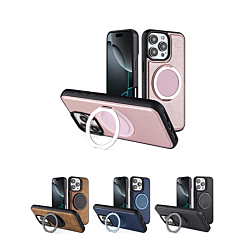 Slim Leather Case w/ Wireless Charging Kickstand for iPhone 16 Pro Max (Only Ground Shipping)