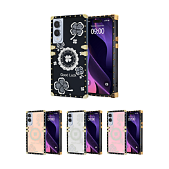 Square Acrylic Mirror Shiny Luxury Case w/ Ring for Galaxy S25E (Only Ground Shipping)