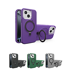 Support Heavy Duty Case w/ Wireless Charging Kickstand for iPhone 15 (Only Ground Shipping)