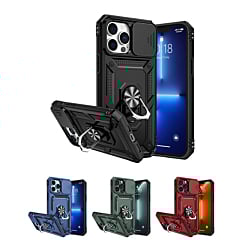 iPhone 15 Pro Max Dual Layers Hybrid Case w/Metal Ring And Camera Protector