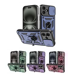 iPhone 16 Plus Slide Camera Lens Cover Case w/ Ring Stand (Only Ground Shipping)