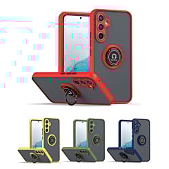 Galaxy S24FE Hard PC Rear / Soft TPU Colorful Border Case w/I - ring Holder (Only Ground Shipping)