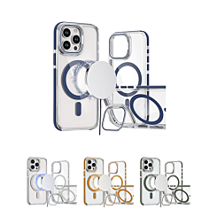 Thin Magnetic Clear Case w/ Camera Stand Kickstand for iPhone 14 Pro Max (Only Ground Shipping)