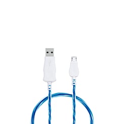 Visible USB A-M Flowing LED Fast Charging Cable (BLUE) (3ft) (Only Ground Shipping)