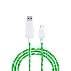Visible USB A-M Flowing LED Fast Charging Cable (GREEN) (3ft) (Only Ground Shipping)