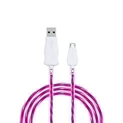 Visible USB A-M Flowing LED Fast Charging Cable (PINK) (3ft) (Only Ground Shipping)