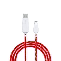 Visible USB A-M Flowing LED Fast Charging Cable (RED) (3ft) (Only Ground Shipping)