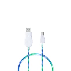 Visible USB A-L Non-MFI Glowing LED Fast Charging Cable (BLUE & GREEN) (3ft) (Only Ground Shipping)