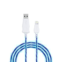 Visible USB A-L Non-MFI Flowing LED Fast Charging Cable (BLUE) (3ft) (Only Ground Shipping)